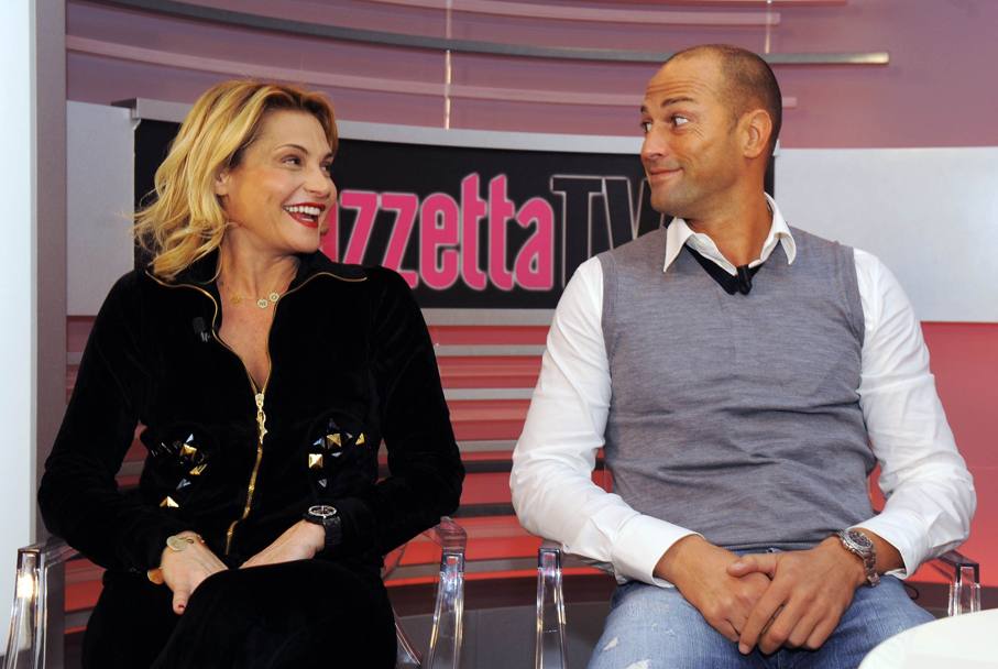 Simona Ventura e Stefano Bettarini durante la videochat in Gazzetta